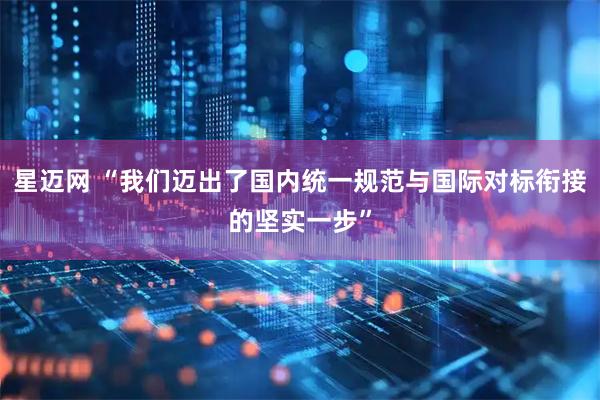 星迈网 “我们迈出了国内统一规范与国际对标衔接的坚实一步”