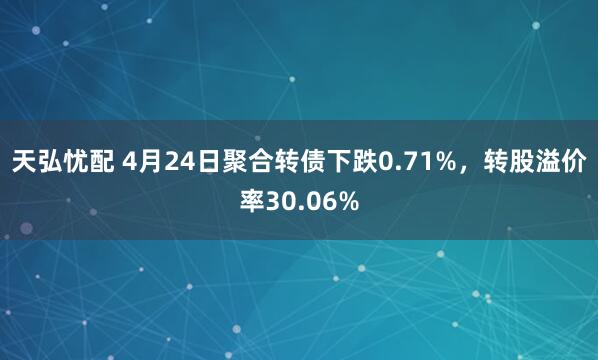 天弘忧配 4月24日聚合转债下跌0.71%，转股溢价率30.06%